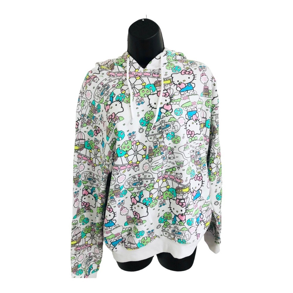 Hello kitty graphic print hello kitty city park monogram cozy hoodie size medium